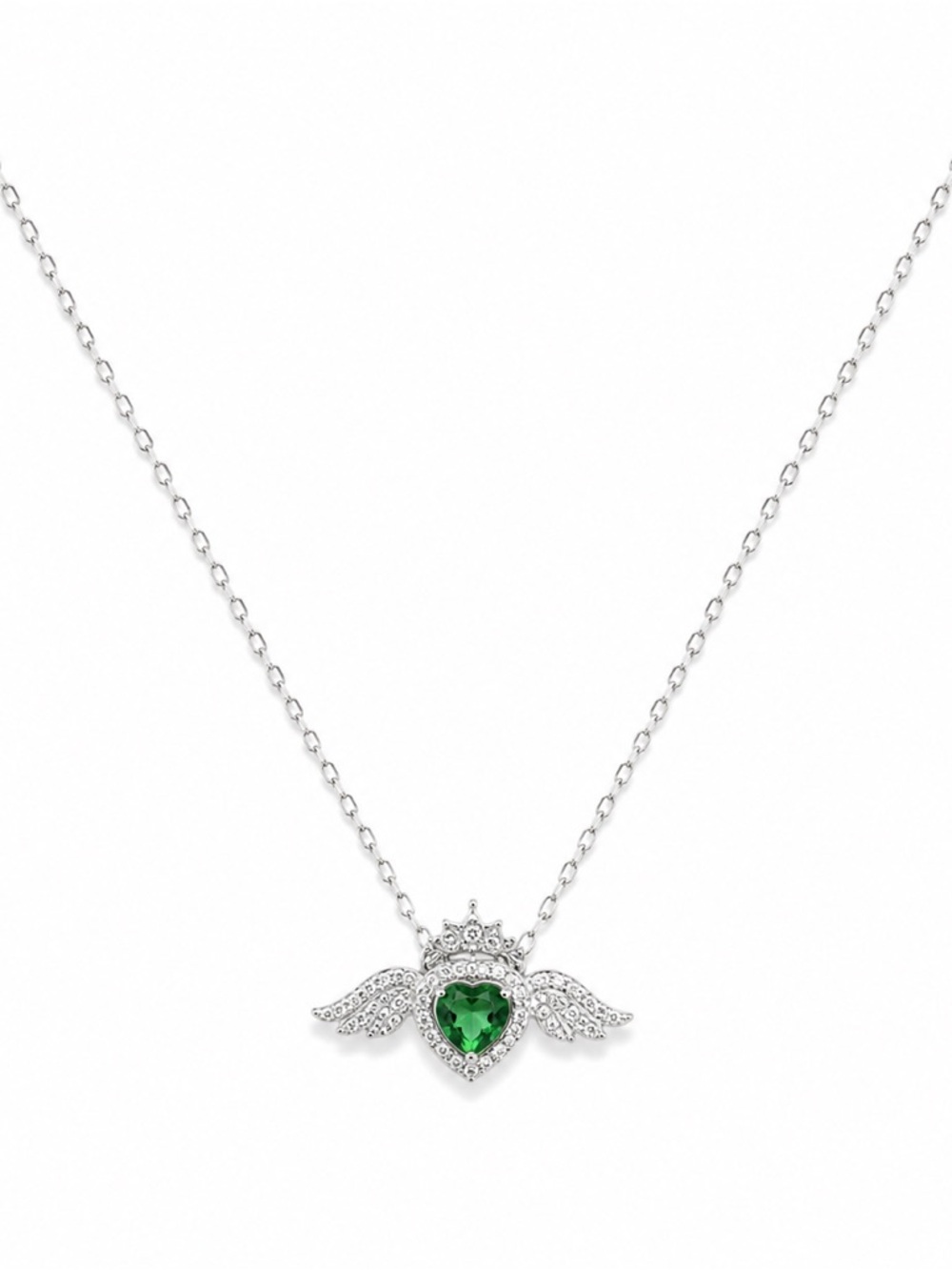 #N17 Chrome Diopside Winged Heart Necklace (S925)